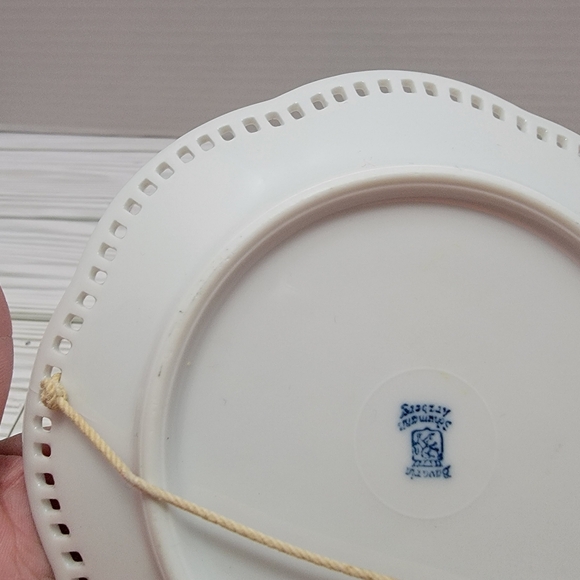 Bavaria Schumann Arzberg Germany Reticulated Plate Pheasants Pink Roses 5 1/2" - Picture 8 of 14